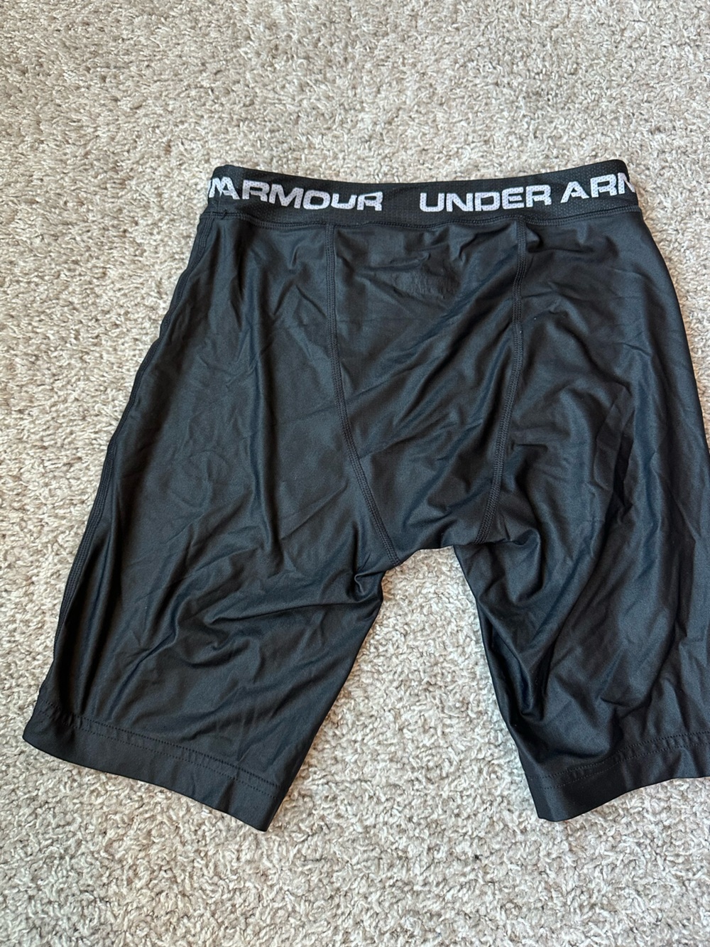 Under Armour Black Compression Shorts with White Logo - Picture 3 of 3